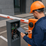 Техническое обслуживание шлагбаума на парковке бизнес-центра в Санкт-Петербурге